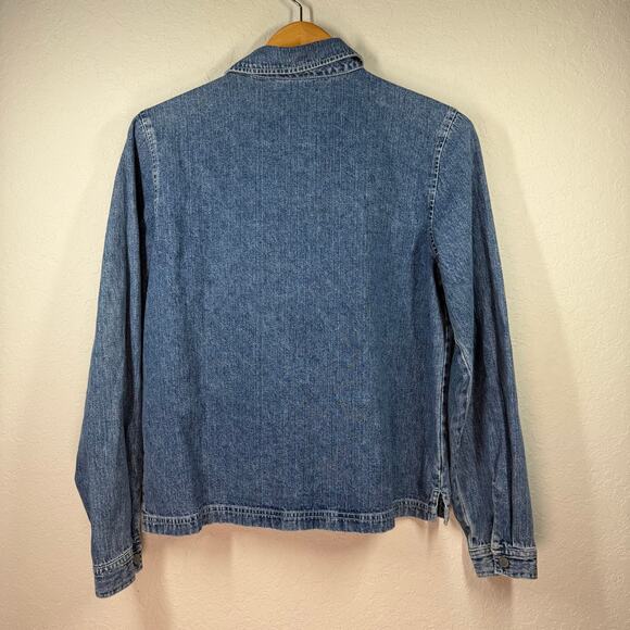 Women's NY Jeans Blue Jean Denim Zip Front Shirt Jacket Size Medium - Picture 5 of 6